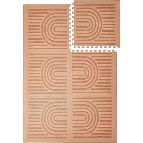 Toddlekind Playmat - Premium Foam Playmat, 4 x 6 feet, 6 Tile Extra Thick Foam Floor Puzzle Mat for Babies/Toddlers Stylish, Non-Toxic, Odorless. Perfect for Tummy Time & Play. 0m+ (Rustic Tan)