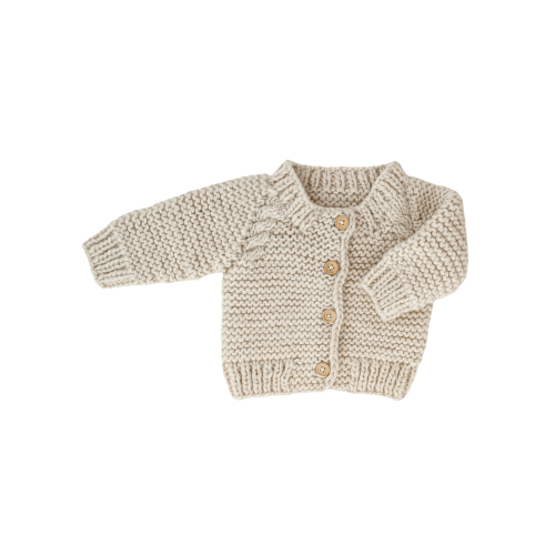 Garter Stitch Cardigan Sweater, Natural