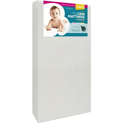 Milliard Premium Memory Foam Infant Crib Mattress and Toddler Bed Mattress with Waterproof Cover, Flip Dual Stage System, Made in The USA, 2024 Edition -27.5x52x5.5 in.