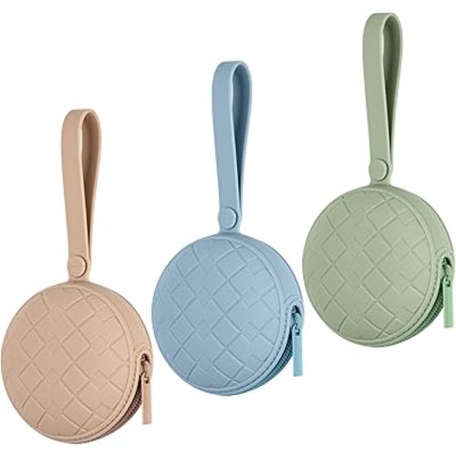 Silicone Pacifier Holder Case, Pack of 3 Baby Silicone Pacifier Holder for Boys & Girls, Portable Silicone Pacifier Container Case (Color 1)