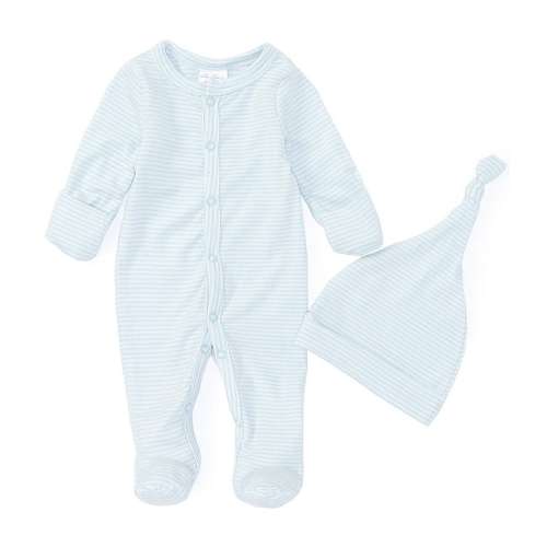 Starting Out Baby Boys Preemie-9 Months Long Sleeve Footie Stipe Coverall & Knot Hat 2-Piece Set