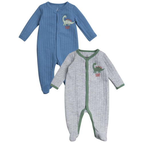 Duck Duck Goose Newborn Baby Boy's Coveralls - 2 Pack Sleep and Play Quilted Baby Onesies (0-9M)