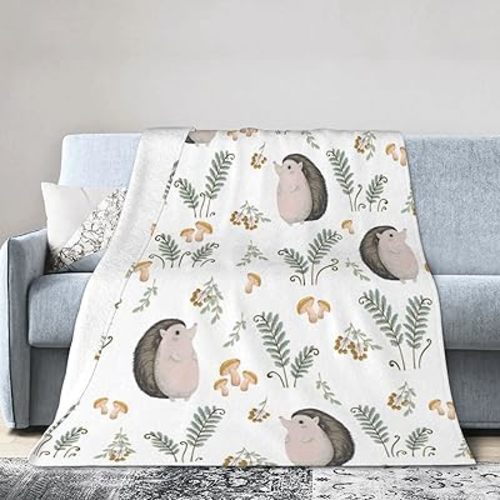Hedgehog Blanket Cute Animals Super Soft Warm Bed Bedding Throw Blankets Girls Boys Gifts for Couch Bedroom Sofa Office Car Decor, All Season Cozy Flannel Plush Blanket for Kids Adults, 50"X40"