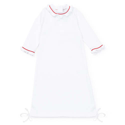 Georgia Daygown- White with Red Piping