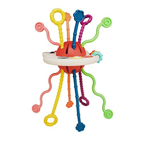 Aprilwolf Sensory Montessori Toys for 1+ Year Old, Food Grade Silicone, Baby Pull String Activity Toy, Fine Motor Skills Travel Toys, Birthday Gifts for Infant 6 12 Months Boys Girls