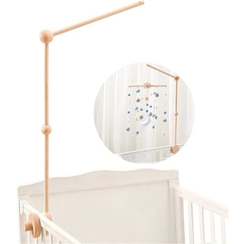 Baby Crib Mobile Arm - Wooden Baby Mobile Crib Holder for Mobile Hanging Baby Crib Attachment for Nursery Decor