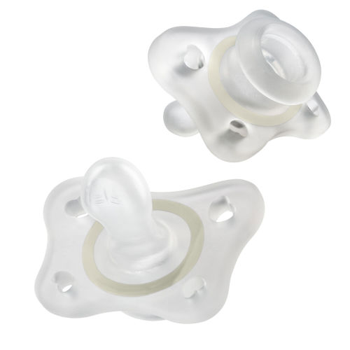 PhysioForma Glow in the Dark Mini Orthodontic Silicone Pacifier 2-6m 2pk - Clear