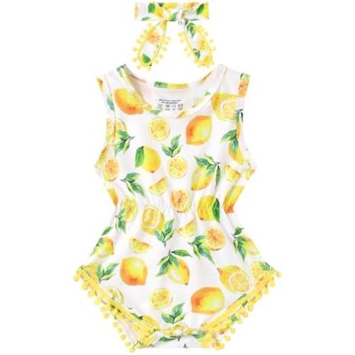 BFUSTYLE Baby Girl Clothes 0-24 Months Outfit Sleeveless Infant Romper Bodysuit with Headband