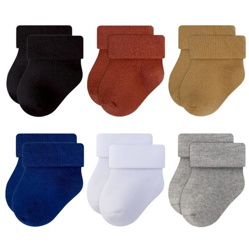 RATIVE Newborn Baby Socks 0-6,6-12 Months Terry Turn Cuff Socks for Boys Girls
