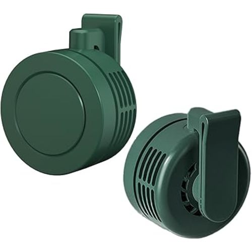 Portable Silent Mini Bladeless Fan Clip On,Small Whirlwind Bladeless Clip On Fan, 2025 New Adjustable 3-Speed Suspended Waist Fans, For Outdoor & Travel & Office, Travel Accessories (Dark green 01)