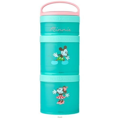 Whiskware Disney Stackable Snack Containers for Kids and Toddlers, 3 Stackable Snack Cups for School and Travel, Mickey and Minnie