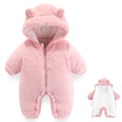 AiWMGL Newborn Baby Bear Outfit Suit Girls Boys Fleece Jumpsuit Romper Hooded Winter Snowsuit Clothes