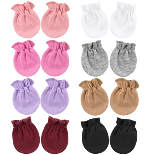 BQUBO Newborn Infant Toddler Mittens No Scratch Cotton Elastic Wrist Gloves Hypoallergenic for 0-6 Months Baby Boys Girls