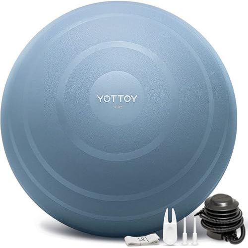YOTTOY Anti-Burst Exercise Ball for Working Out, Yoga & Pregnancy, Extra Thick Workout Ball for Physical Therapy & Fitness