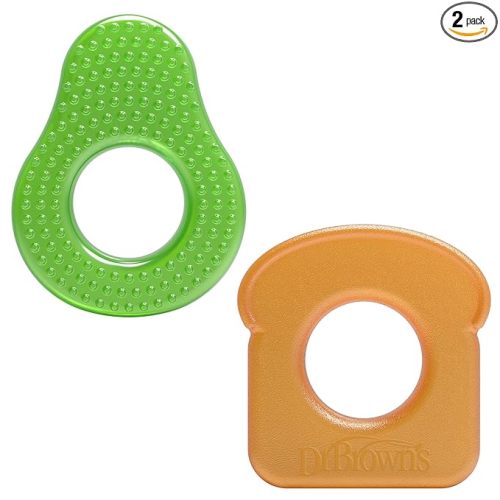 Dr. Brown's AquaCool Water-Filled Teether, Cooling Baby Teether Toy for Sore Gums, Avocado Toast Shapes, BPA Free, 3m+, 2-Pack