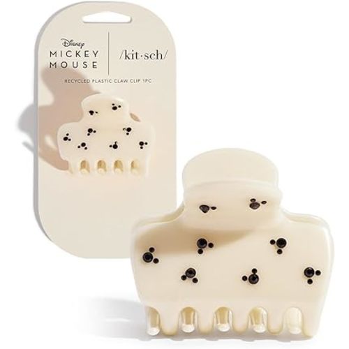 Mickey/Minnie x Kitsch Hair Claw with Rhinestones, Cute and Elegant Claw Clips for Girls, Great for All Hair Types, Recycled Plastic - 1pc (Cream)