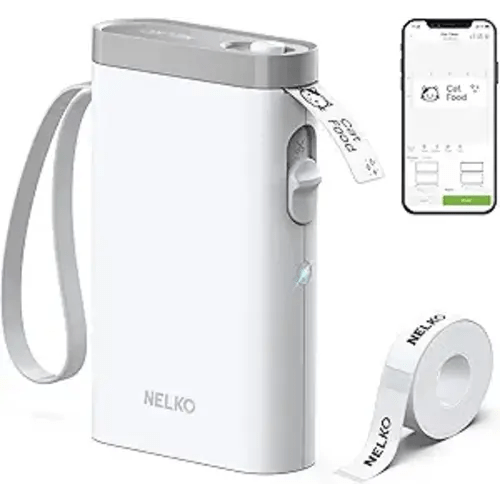Nelko Label Maker Machine with Tape, P21 Bluetooth Label Printer, Wireless Mini Label Makers with Multiple Templates for School Office Home, White