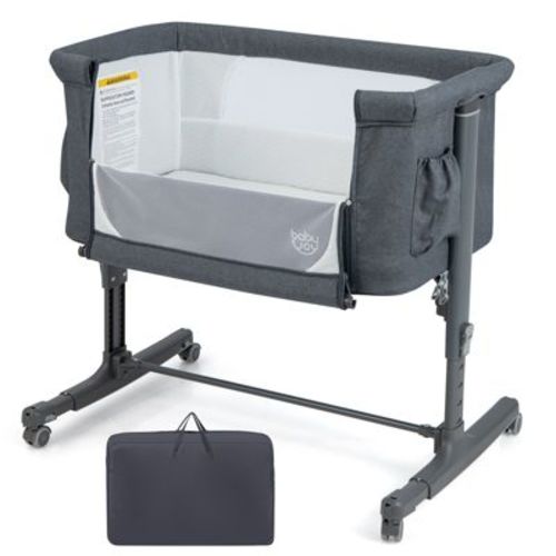 Infans 3-in-1 Baby Bassinet Beside Crib With 5-level Adjustable Heights Grey