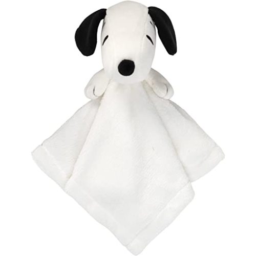 Lambs & Ivy Peanuts Snoopy Lovey White/Black Plush Security Blanket