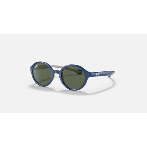 Ray-Ban Sunglasses Rb9075s Kids Blue On Rubber Grey Frame Green Lenses