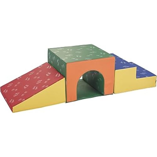 ECR4Kids SoftZone Single Tunnel Climber, Toddler Playset, Assorted, 3-Piece