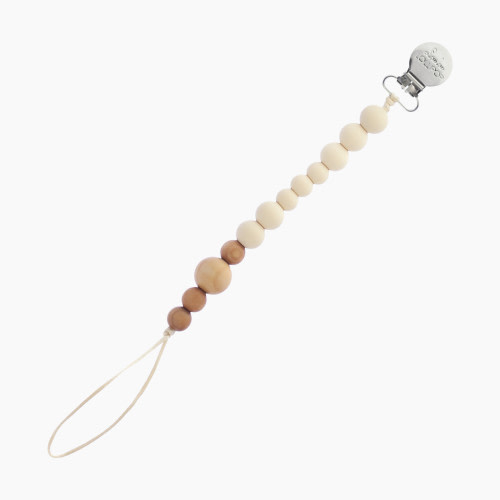 Loulou Lollipop Colorblock Wood & Silicone Pacifier Clip - Wheat Beige