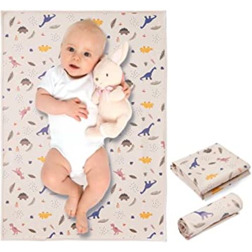 Vegan Leather Baby Changing Mat - Wipeable Portable Changing Pad, Foldable Travel Changing Mat for Baby, Newborns Toddlers Shower Gifts (Dinosaur,20"*28")