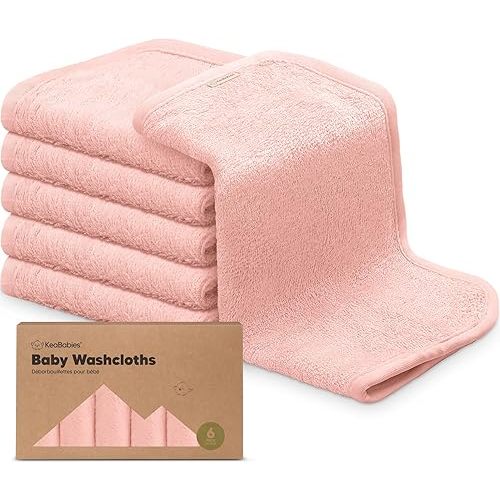 6-Pack Baby Washcloths - Soft Viscose Derived from Bamboo Washcloth, Baby Wash Cloths, Baby Wash Cloth for Newborn, Kids, Bath Baby Towels, Face Towel, Face Cloths for Washing Face(Blush Pink)