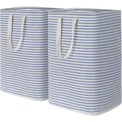 Lifewit 2 Pack Laundry Hamper Large Collapsible Laundry Baskets, Freestanding Waterproof Clothes Hamper with Easy Carry Handles in Laundry Room Bedroom Bathroom College Dorm for Adults, Blue, 2 x 80L