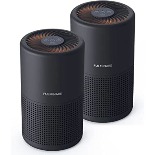 FULMINARE Air Purifiers for Bedroom H13 True HEPA Air Filter Quiet Air Cleaner With Night Light Portable Small Air Purifier for Home, Office, Living Room (Black 2 Pack)