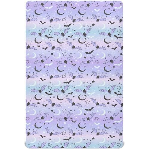 Fitted Crib Sheets for Boys Girls, Bats on The Starry Sky Soft Breathable Mattress Cover for Standard Crib & Toddler Bed Mattress, 52 * 28 in.