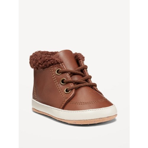 Faux-Leather Sherpa Booties for Baby