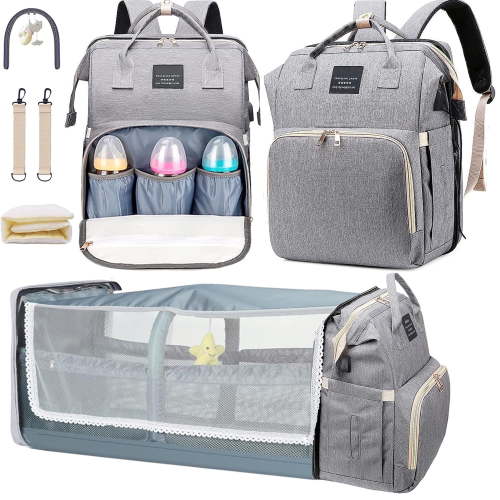 Morfone Baby Diaper Bag Backpack with Changing Station, Large Capacity Baby Bag, Waterproof Travel Backpack with USB Charging Port, Stroller Straps , Baby Shower Gifts