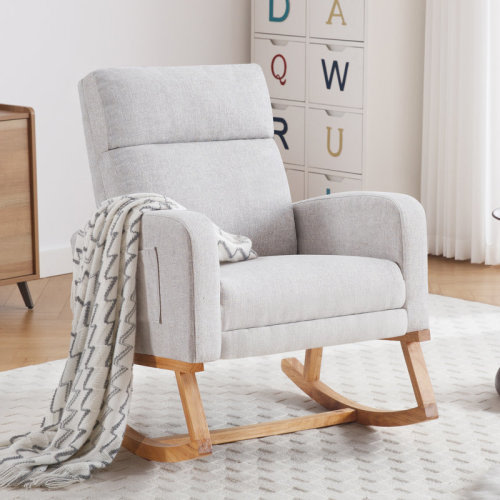 Isabelle & Max™ Anacely 28" Wide Rocking Chair with Solid Wood Leg and Footrest & Reviews | Wayfair
