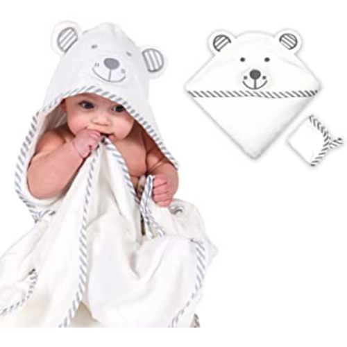 Bamboo Baby Hooded Towel, Soft Ultra Absorbent and 100% Natural Organic Eco Baby Stuff XL Towel with Bear Ears Design for All Ages, Infant, Toddler Boy Girl, Gift Best Size of 35x35 Inches