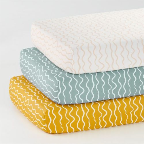 Organic Imperfect Stripe Crib Fitted Sheet, Set of 3