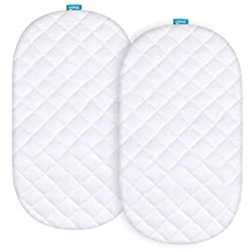 Waterproof Bassinet Mattress Pad Cover for UPPAbaby Bassinet, 2 Pack, Ultra Soft Bamboo Sleep Surface, Breathable and Easy Care