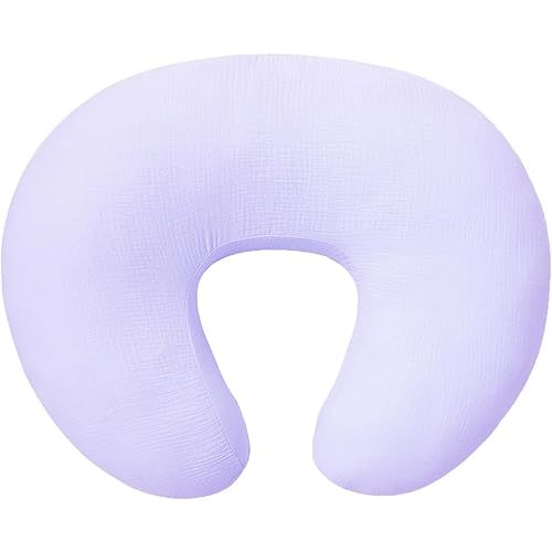 Owlowla Muslin Nursing Pillow Cover,Soft Cotton Nursing Cover Fits Breastfeeding Pillow for Baby Boy Girl(Lilac)