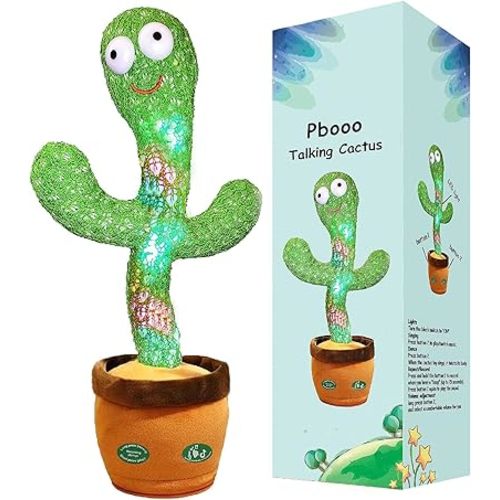 Pbooo Dancing Talking Cactus Mimicking Toy,Talking Repeat Singing Sunny Cactus Toy 120 Pcs Songs for Baby 15S Record Your Sound Sing+Dancing+Recording+LED