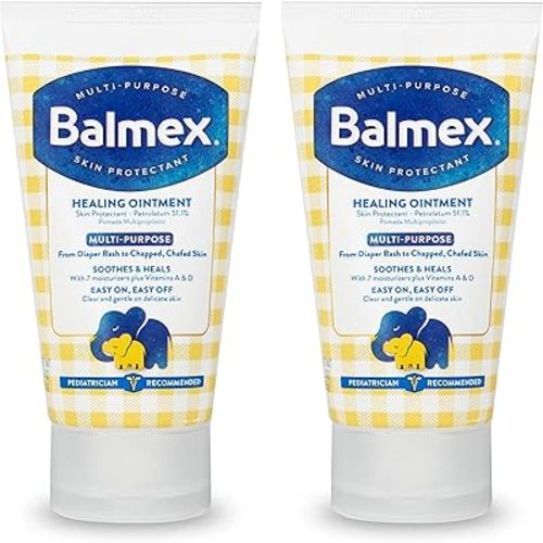 Balmex Multi-Purpose Healing Ointment & Skin Protectant for Diaper Rash and Chafing, with Petrolatum, 7 Moisturizers and Vitamins A&D, Pediatrician Recommended and Paraben-Free, 3.5oz (Pack of 2)