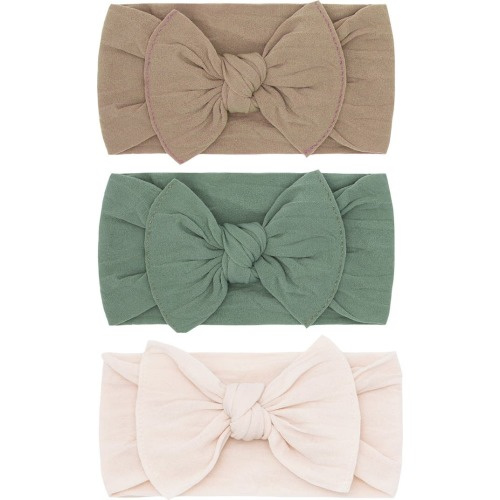 Baby Bling Bow Stretch Headband, Oak/ Sage/ Oatmeal