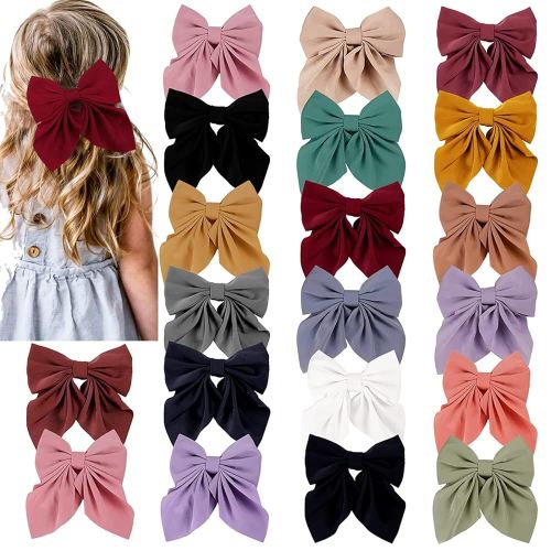 20PCS Satin Ribbon Bows and Large Alligator Clips - Barrettes and Hair Accessories for Toddlers, Kids, and Teens