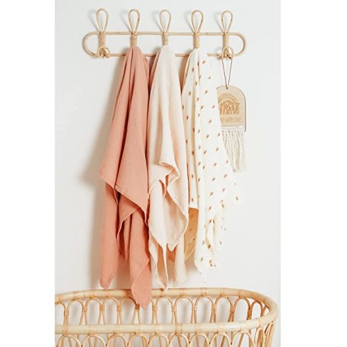 Konssy 3 Pack Muslin Swaddle Blankets for Unisex, Newborn Receiving Blanket, Large 47 x 47 inches, Soft Breathable Muslin Baby Swaddles for Boys & Girls - Sun