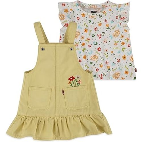 Levi's baby-girls Graphic T-shirt and Skirtall 2-piece Outfit Set