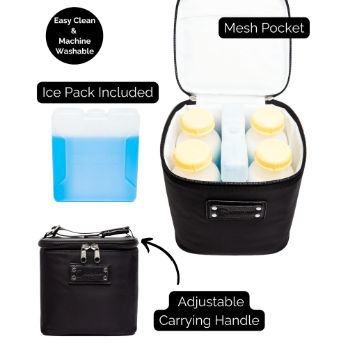 Cold Gold Breastmilk Cooler Bag Ice Pack Included Black Reliable Cooling for Breastmilk Storage – Sarah Wells Bags