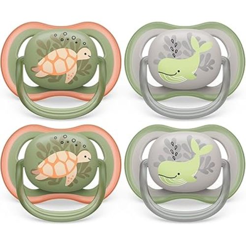Philips Avent Ultra Air Pacifier - 4 x Light, Breathable Baby Pacifiers for Babies Aged 6-18 Months, BPA Free with Sterilizer Carry Case, SCF085/53