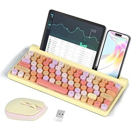 Wireless Keyboard and Mouse Combo, Multi-Device Bluetooth and 2.4G Dual Mode Keyboard with Integrated Stand for iPad, Tablet, and Laptop, Compact and Ergonomic Design, Ideal for Office and Home Use