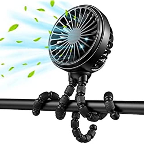 Portable Fan, Stroller Fan 60Hrs 12000mAh Battery Operated Fans USB Rechargeable Small Fan for Bedroom, Desk, Personal Handheld, Clip on Fan for Baby Stroller, Travel, Car Seat, Peloton, Bed, Camping