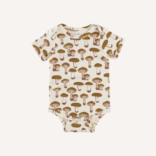 short sleeve lap neck bodysuit | neutral fungi | organic cotton interlock