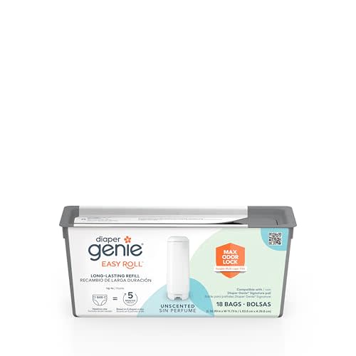 Diaper Genie Easy Roll Refill with 18 Bags, Holds up to 846 newborn diapers per refill